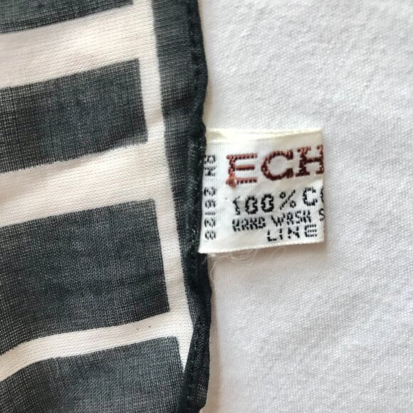 Vintage ECHO Striped Scarf Wrap Shawl Cotton Red Black Stripes 12 X 54" France - Picture 7 of 13